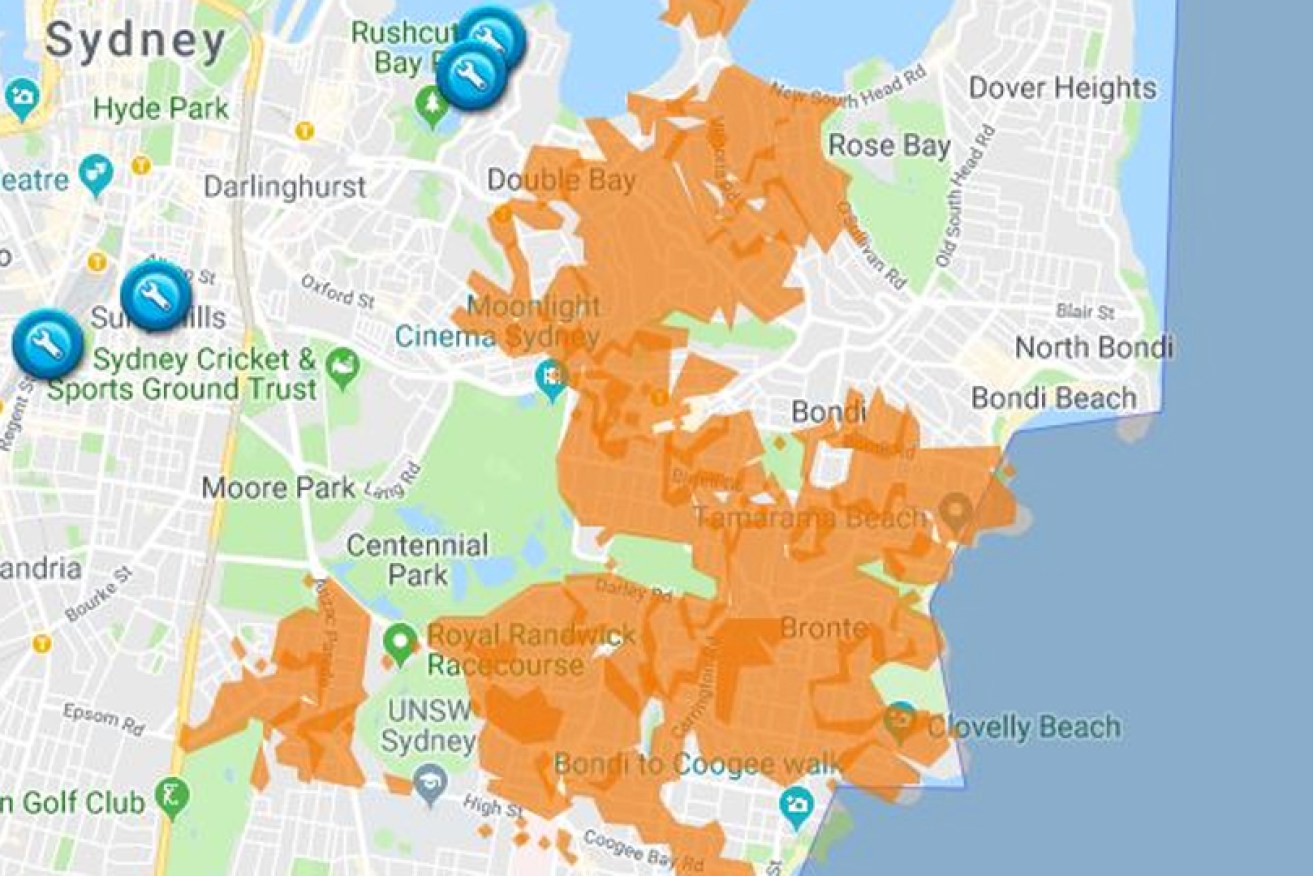 The electricity outage has affected 45,000 people across much of Sydney's east.