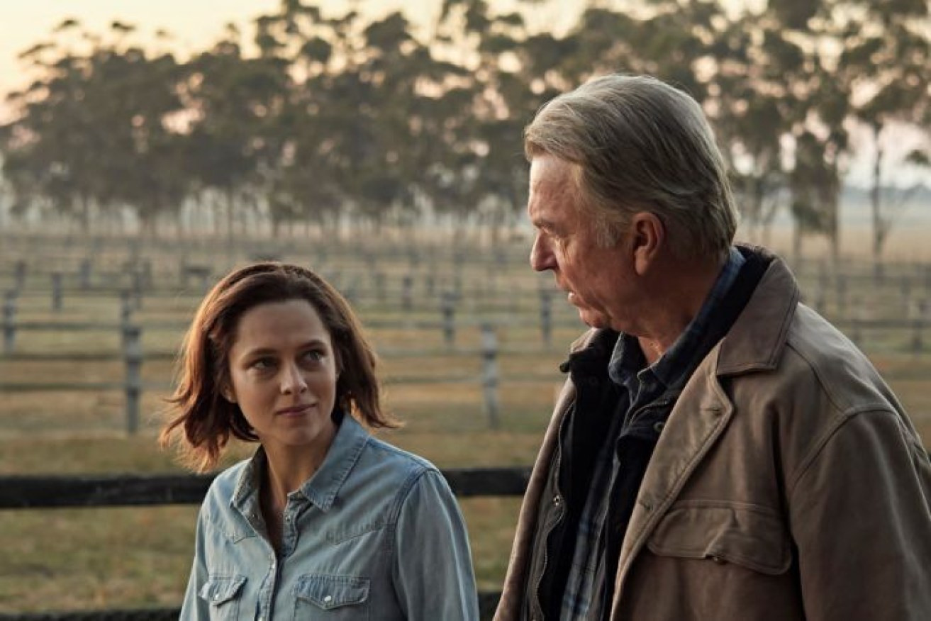 Teresa Palmer (Michelle Payne) and Sam Neill (Paddy Payne) in a scene from Ride Like a Girl.