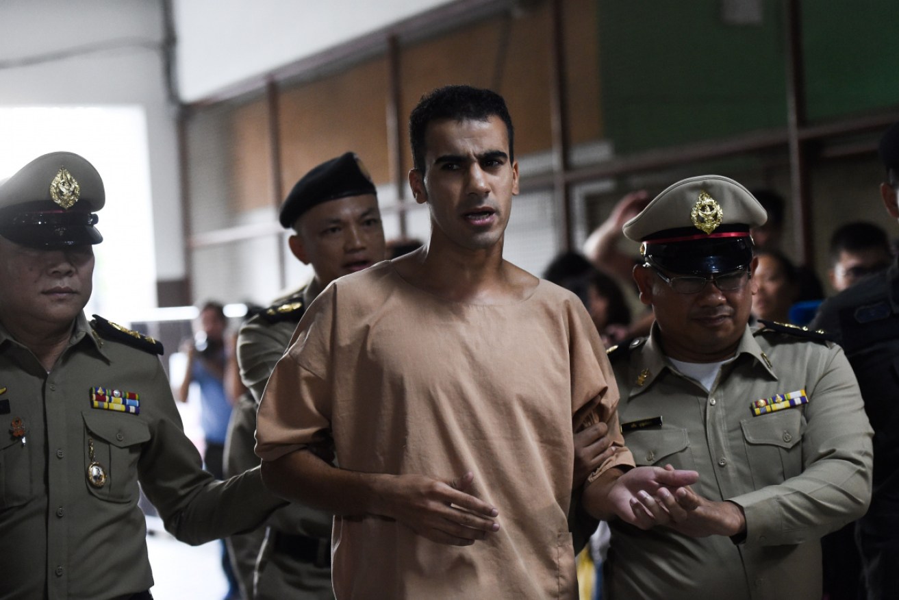 Hakeem al-Araibi arriving at the Criminal Court in Bangkok on December 11.