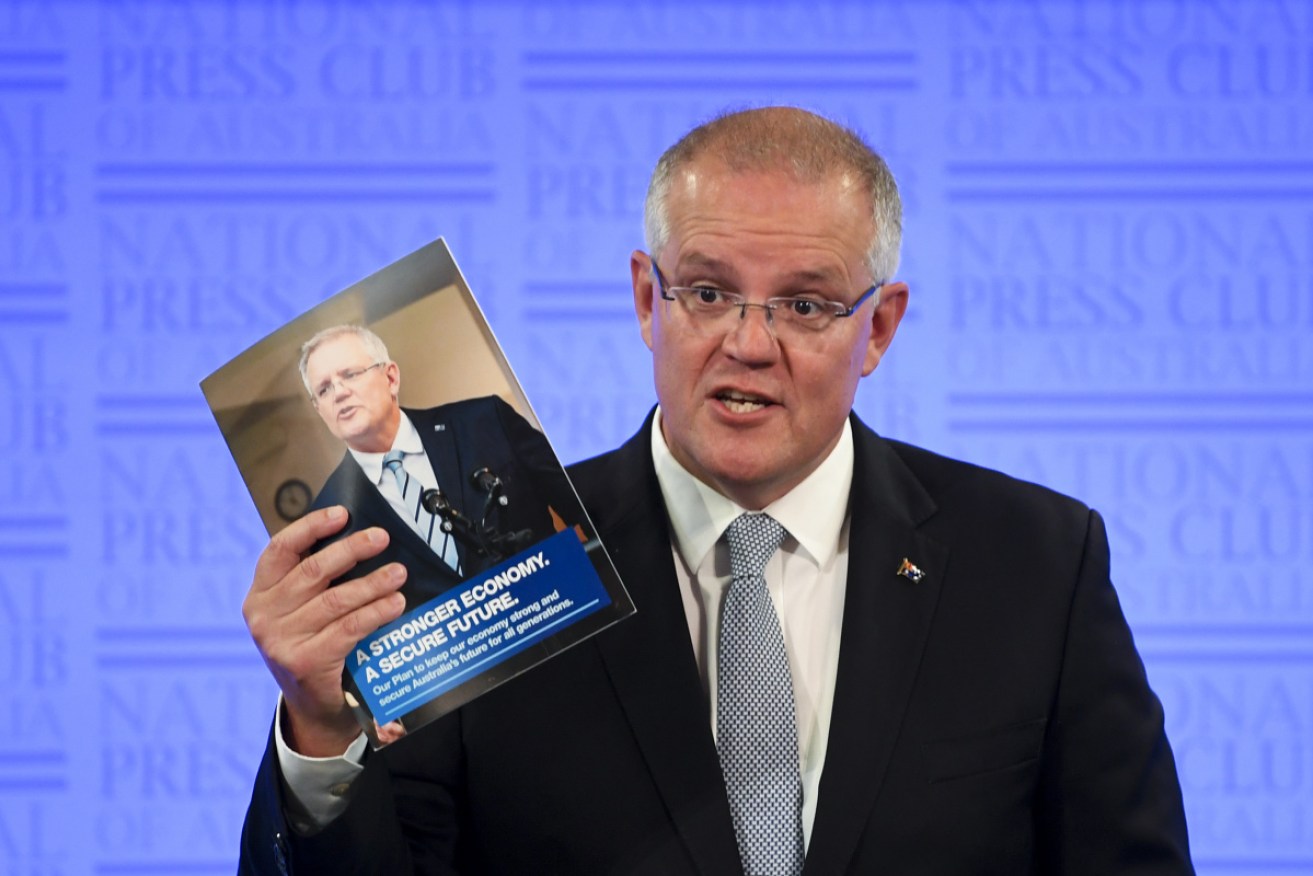 Prime Minister Scott Morrison addressing the National Press Club in Canberra, Monday.