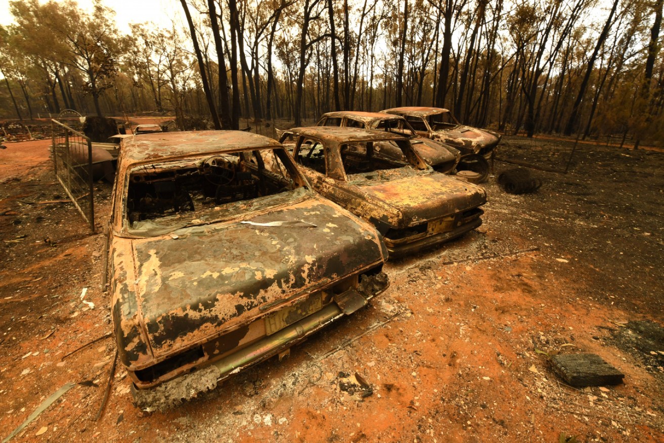 Burnt out cars at the Tingha fire. 