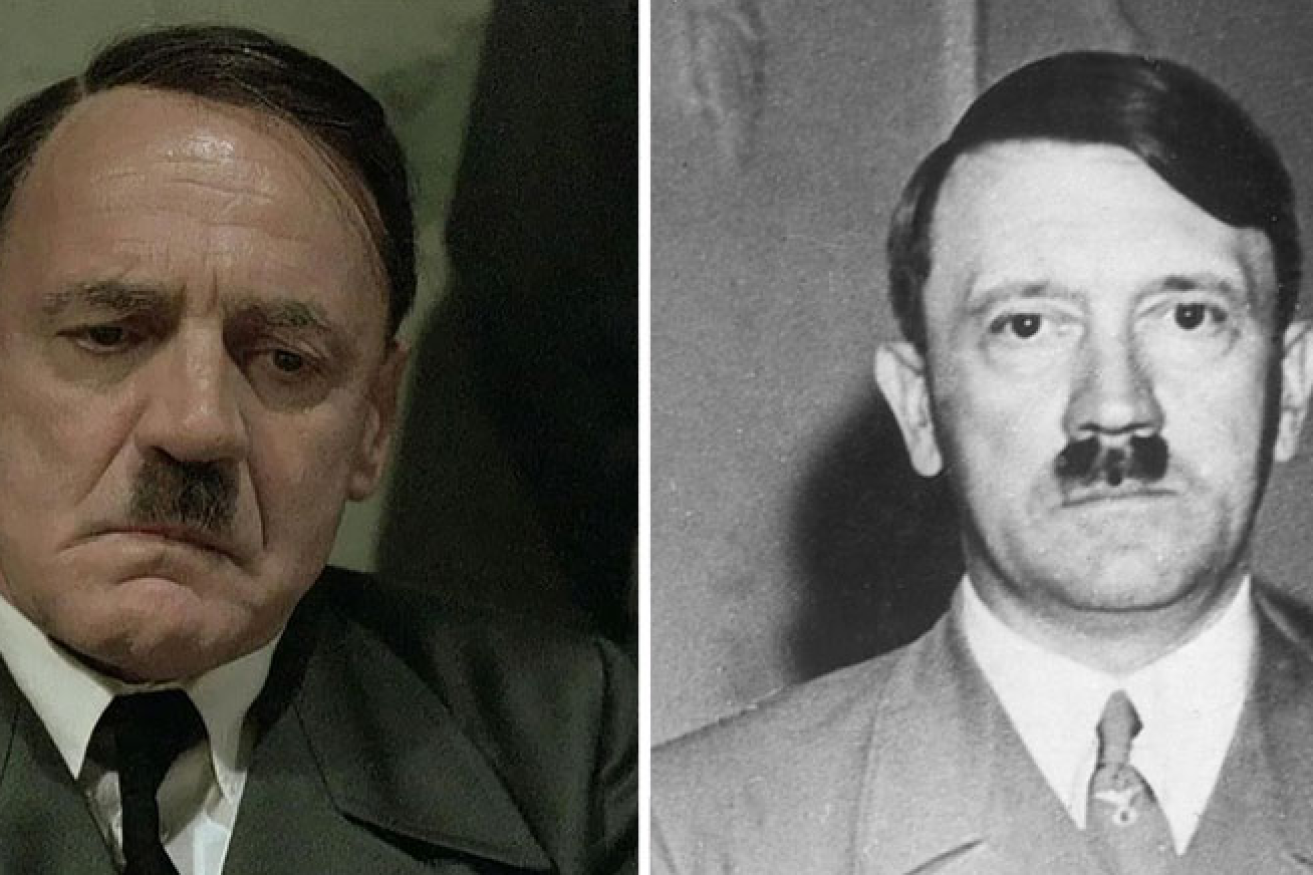 More than merely playing Hitler (right), Bruno Ganz's Downfall tour de force performance was an exploration of a monster's dark soul. <i>Photo: Bored Panda</i>