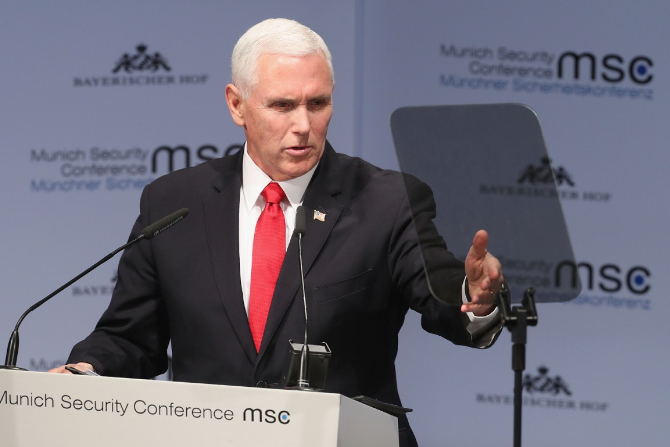 US Vice-President Mike Pence speaks at the security conference in Munich.
