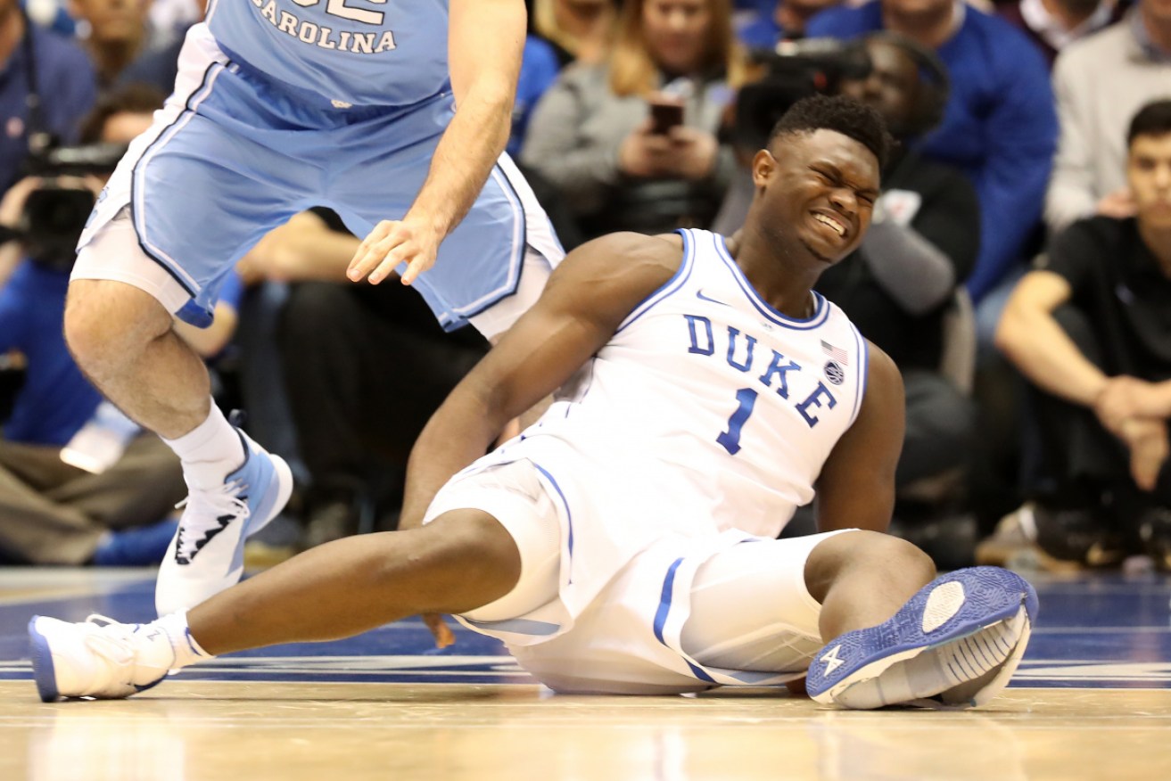 Hyped basketball prospect Zion Williamson suffered a knee sprain after his Nike shoe collapsed under his weight.