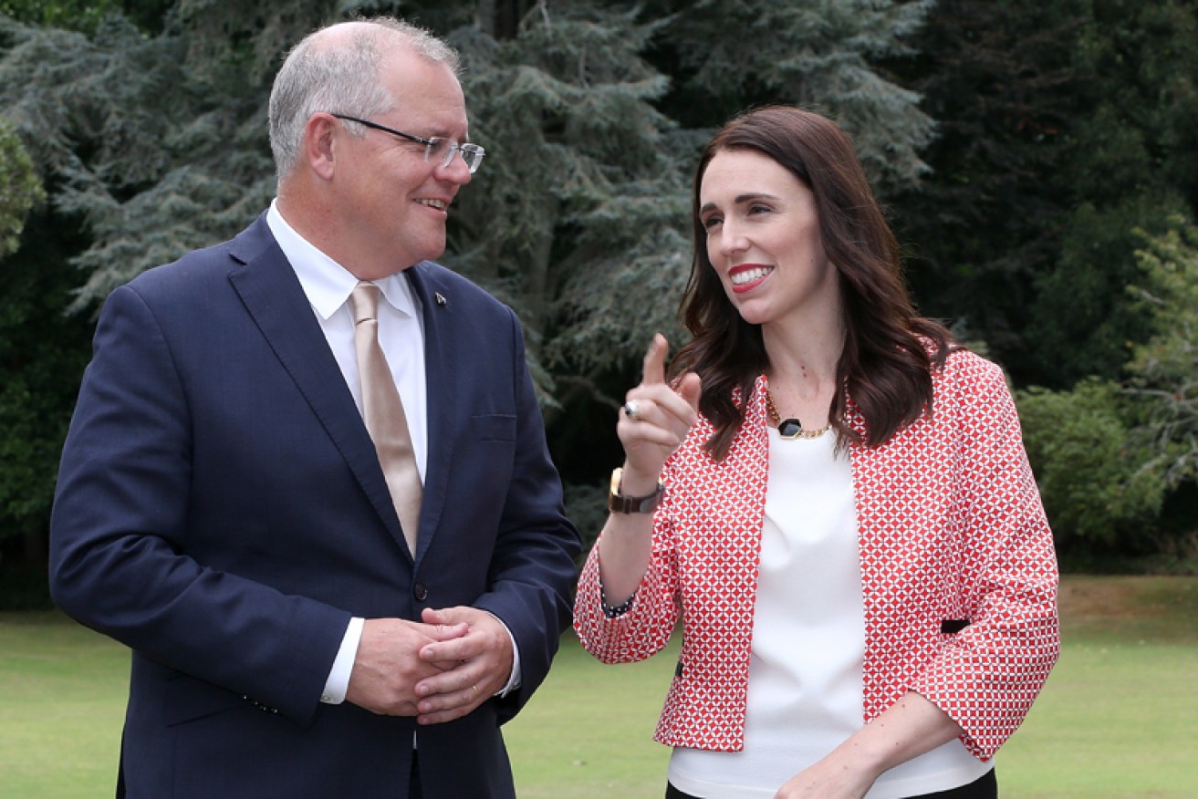 Happier times? Jacinda Ardern and Scott Morrison in Auckland, in the weeks before the pandemic hit.