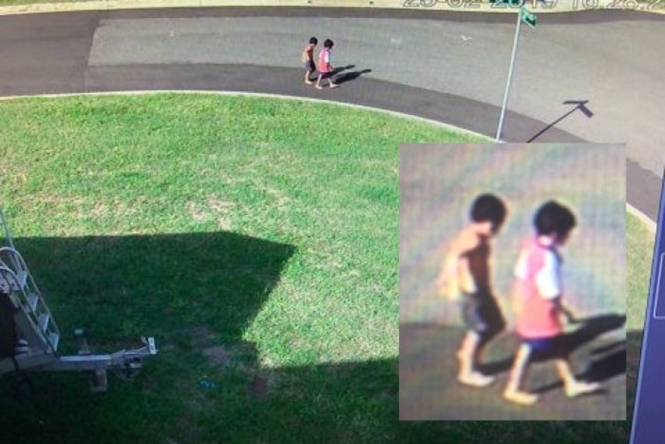 A CCTV still of the two boys walking towards Ross River.