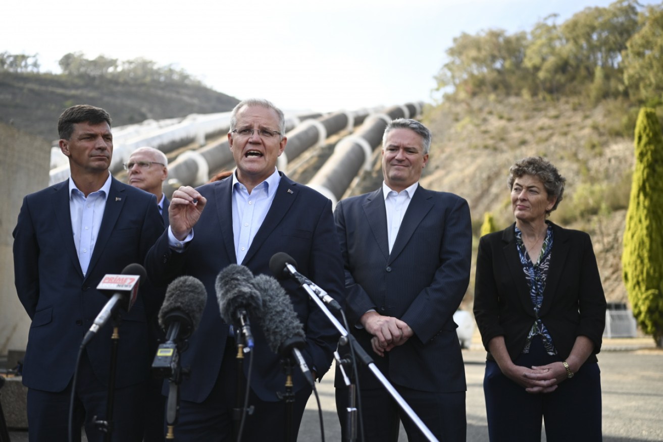 Scott Morrison at February's announcement of $1.3 billion in funding for Snowy Hydro 2.