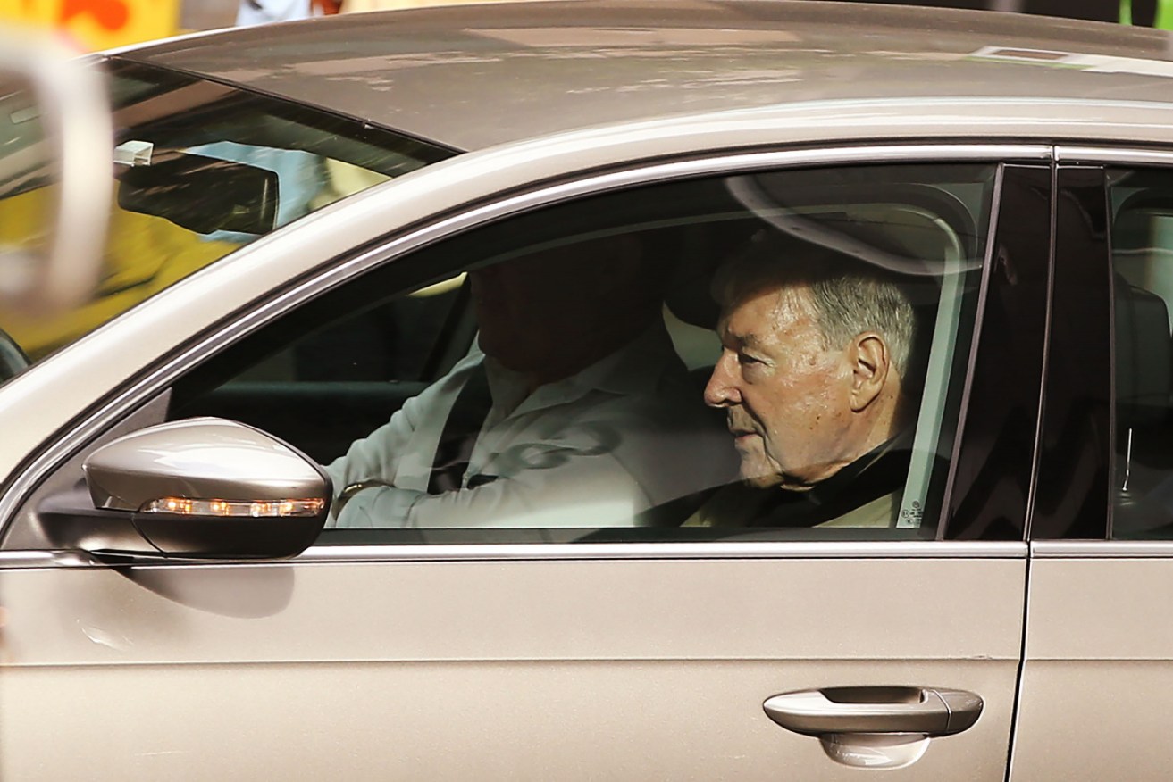 Cardinal George Pell arrives at the County Court in Melbourne on Tuesday morning. 