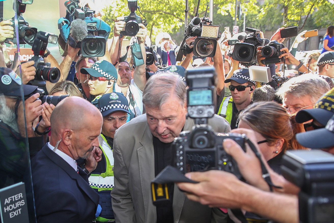 George Pell arrives at court in Melbourne on Wednesday.