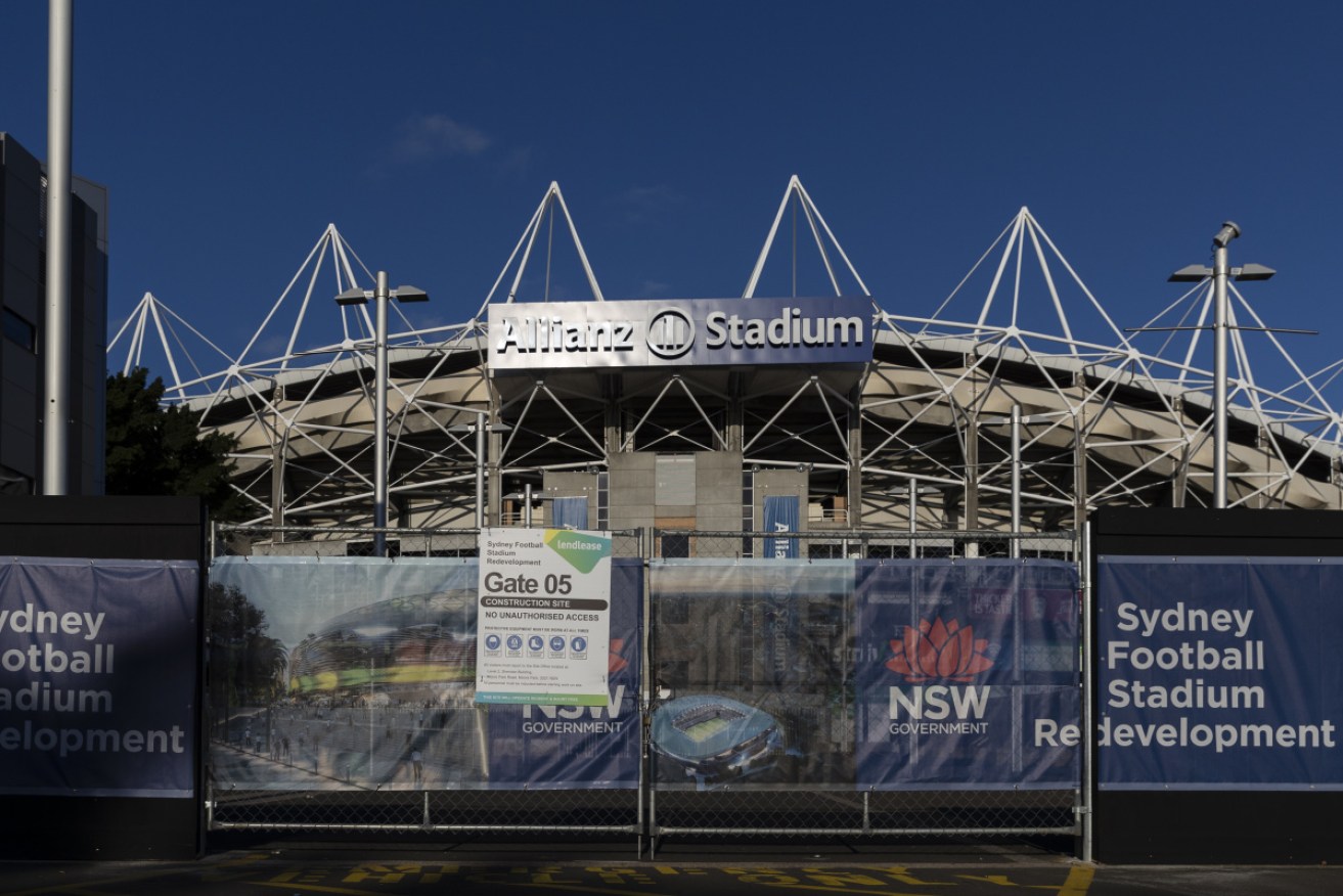 Fences surround the Sydney Football Stadium on March 3.