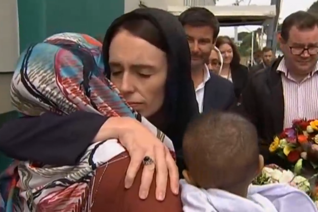 Ms Ardern won the world's admiration for the comfort she brought to survivors of the mosque shooting. <i>Photo: ABC</i>