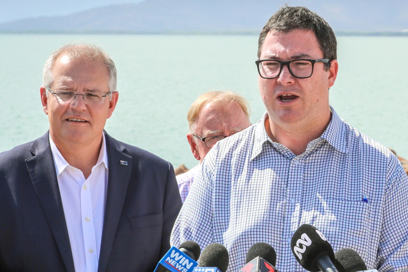 George Christensen and Scott Morrison front the media in Townsville.