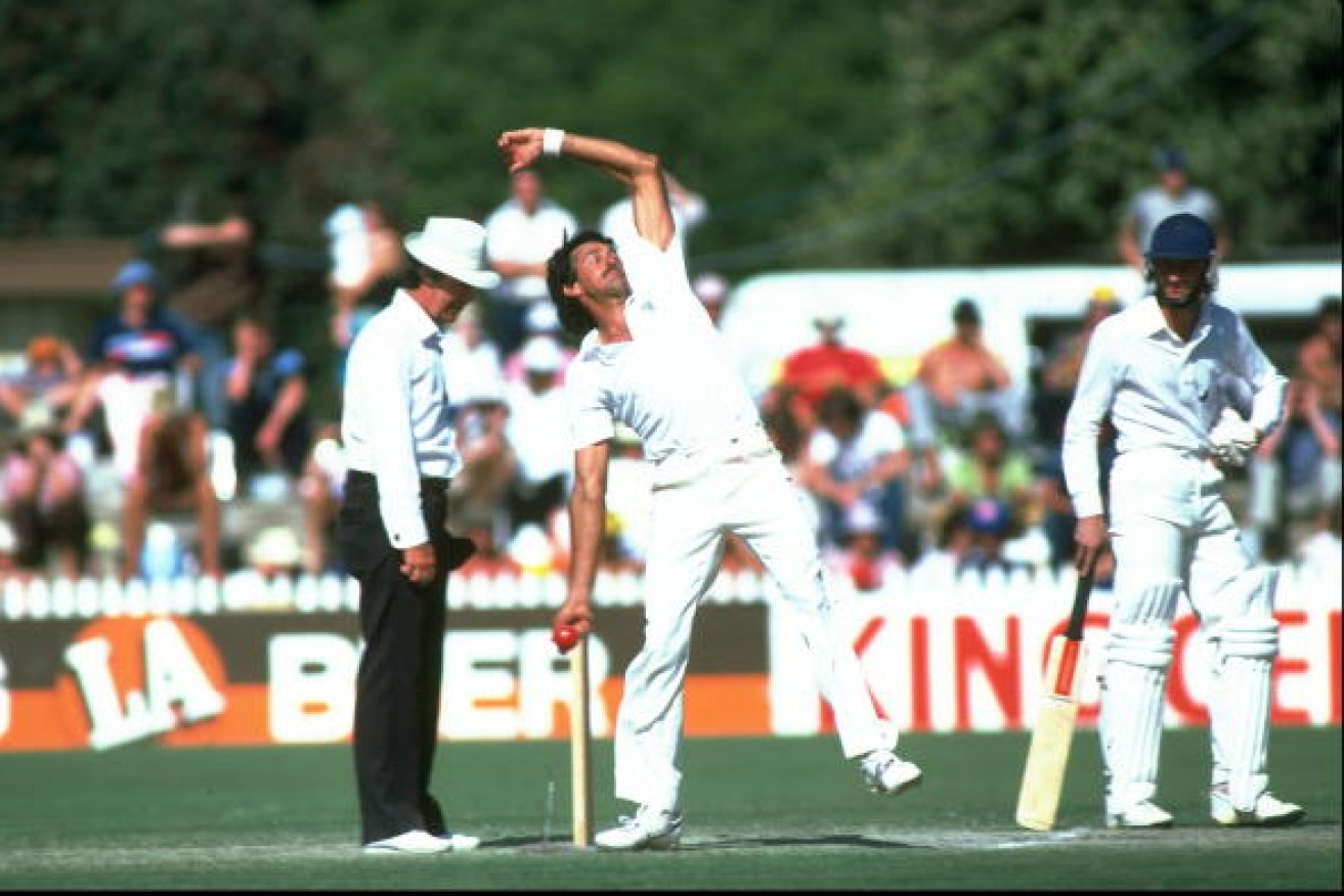 Bruce Yardley in his heyday at the 1982 Third Test match against England at the Adelaide Oval in Australia.  