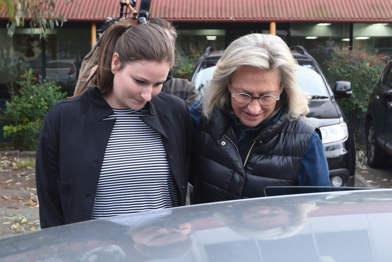 Harriet Wran (left), with her mum Jill Hickson-Wran, on her release from jail in 2016.