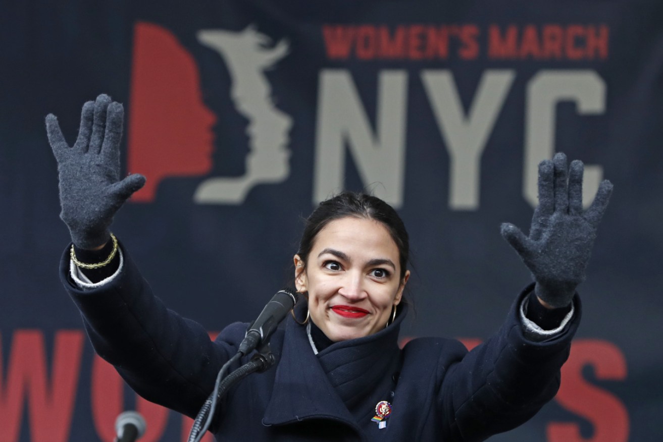 Alexandria Ocasio-Cortez at a rally in New York in January.