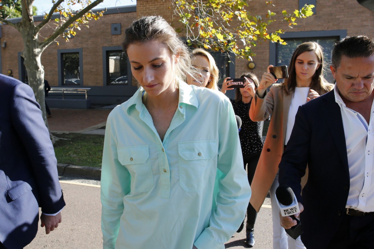 Harriet Wran leaves court in Wyong on Wednesday.