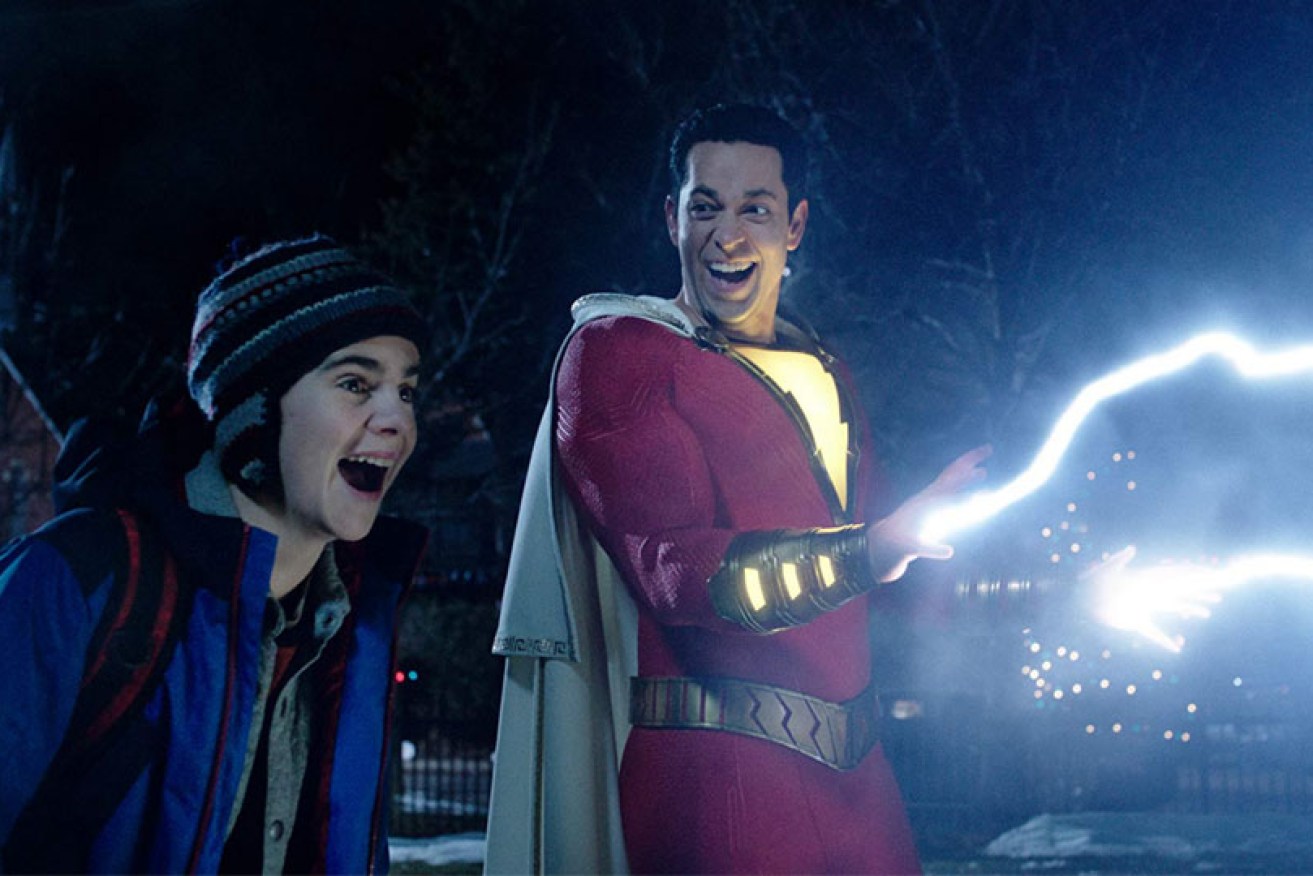 Jack Dylan Grazer and Zachary Levi have an old-school blast in <i>Shazam!</i>.