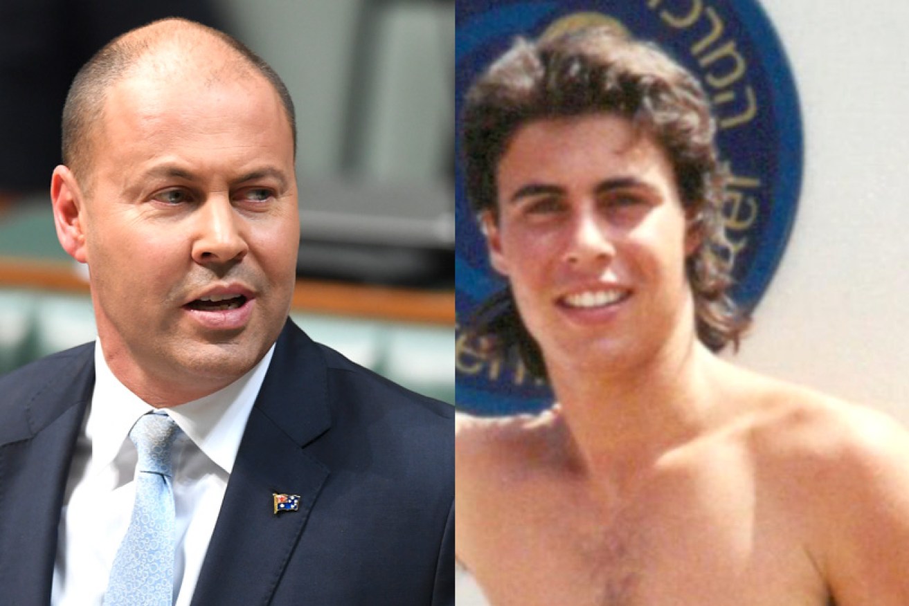 Now and then: Josh Frydenberg this week and a few years ago, sporting a glorious head of hair.