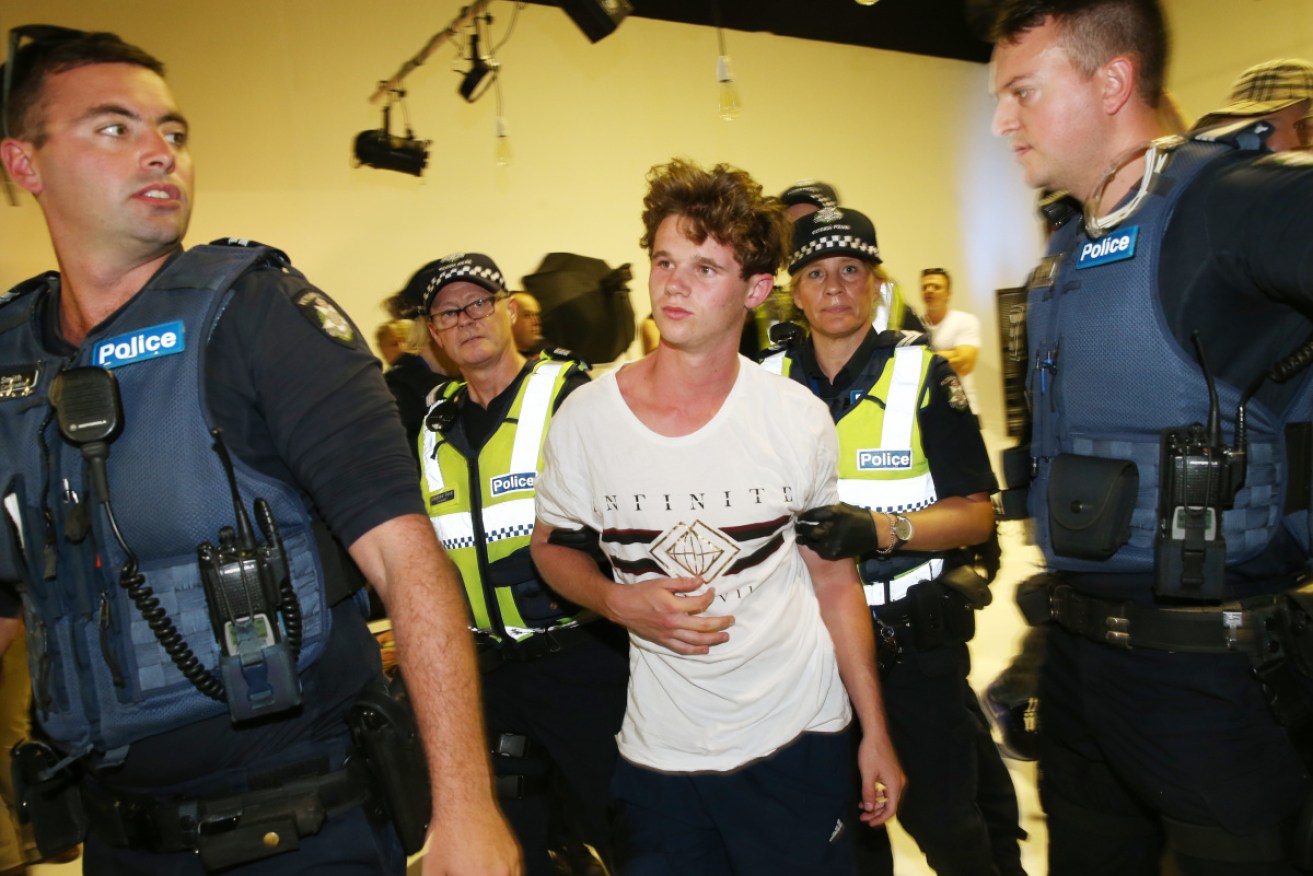 Will Connolly is arrested after egging Fraser Anning.