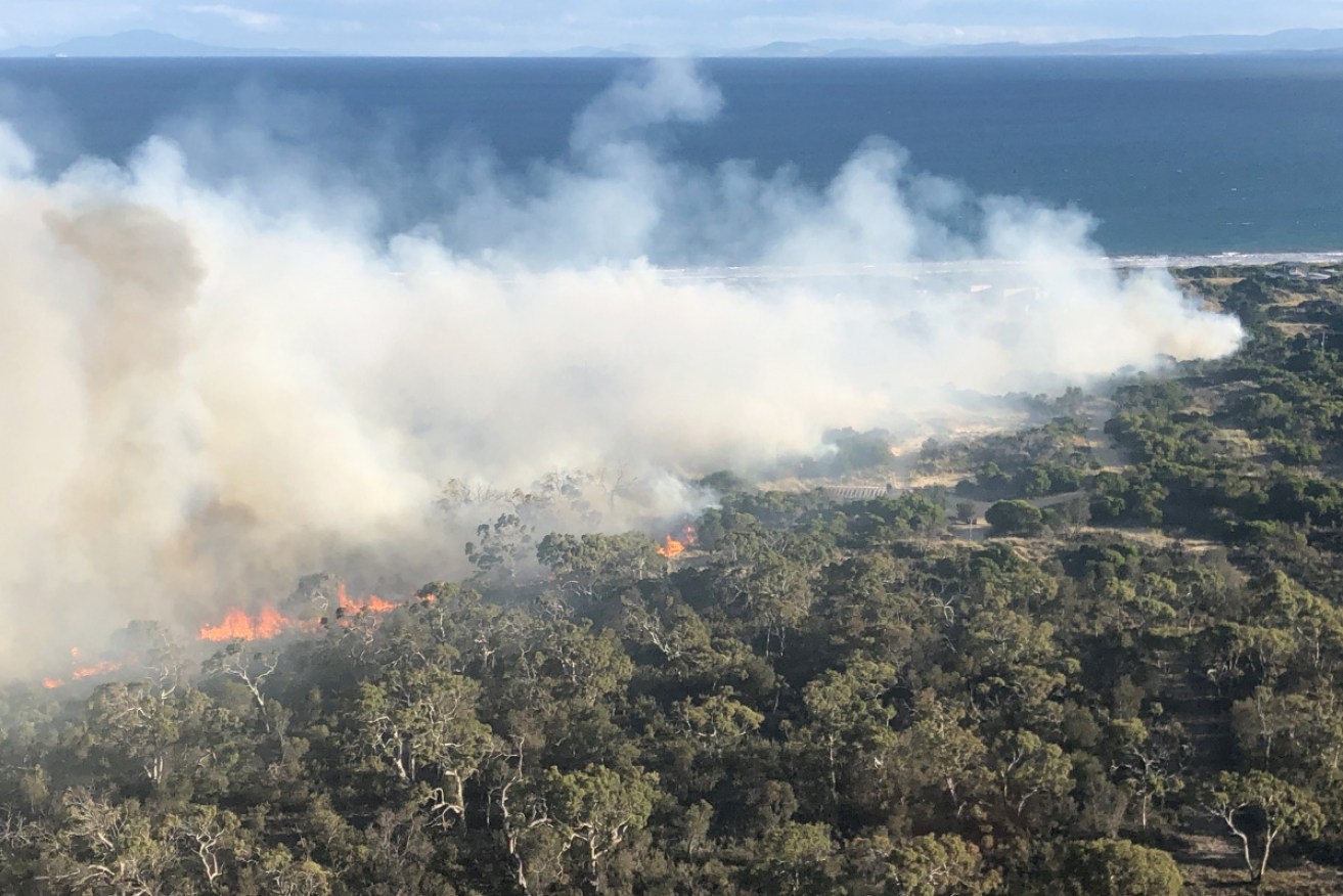 The bushfire at Dolphin Sands on Wednesday.