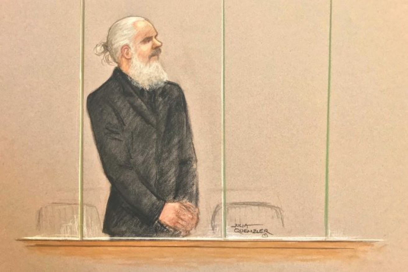 A sketch of Julian Assange when he made his appearance at Westminster Magistrates Court.