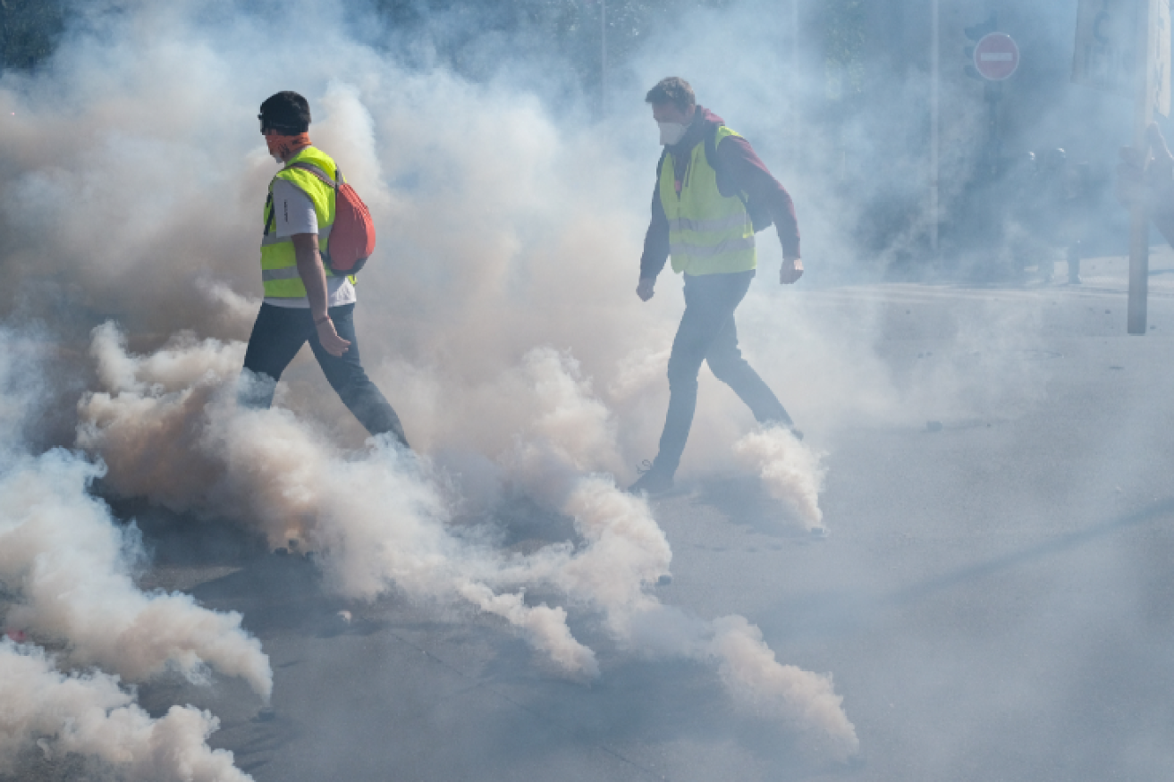 Protesters in Toulouse brave clouds of billowing tear gas as violence gripped the city in the 22nd week of nationwide 'yellow vest' protests.