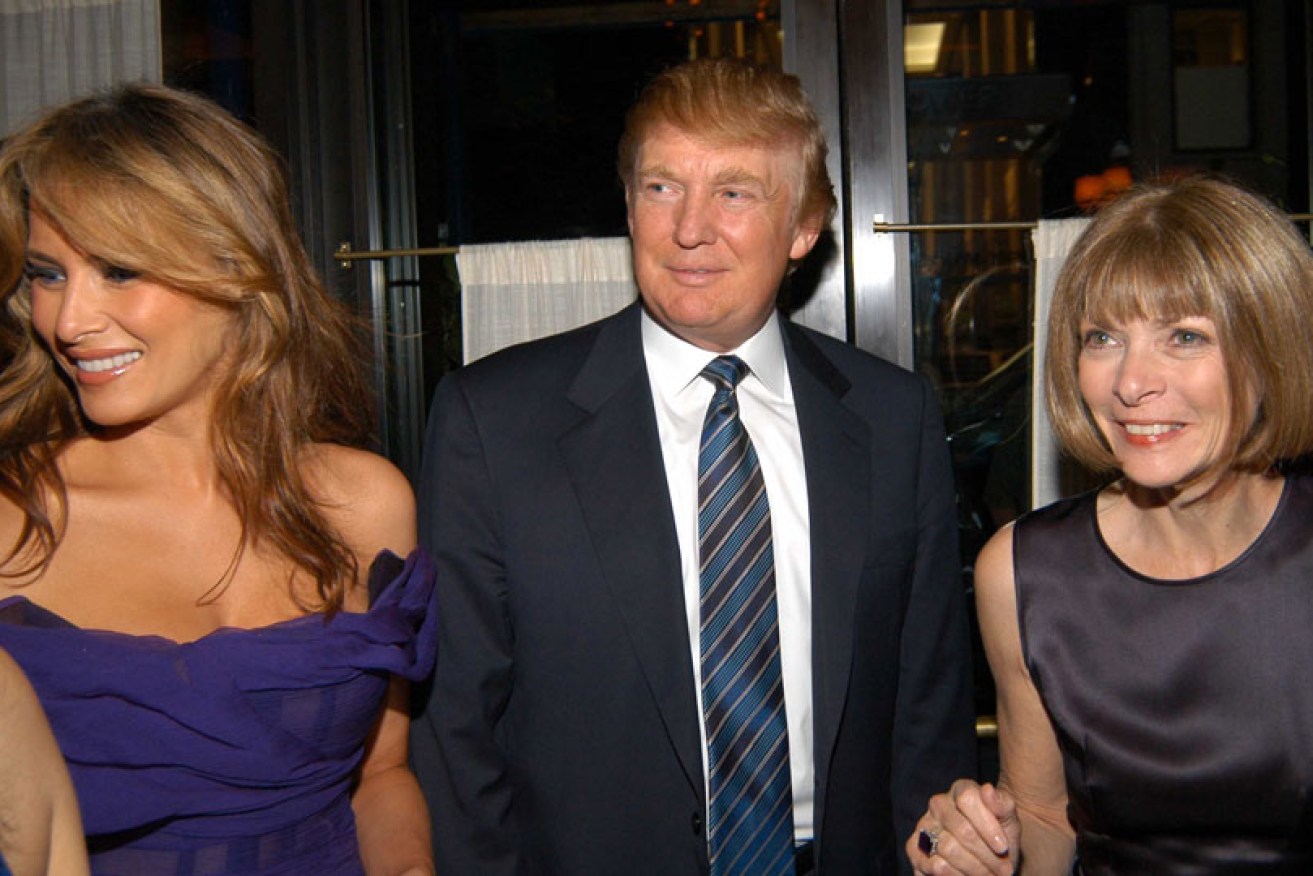 Happier times: Melania and Donald Trump with Anna Wintour at a New York party in June 2005.
