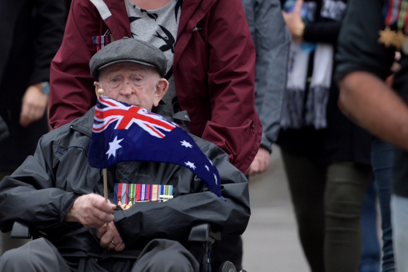 Veterans march to Melbourne's Shrine of Remembrance for the Anzac Day march. 