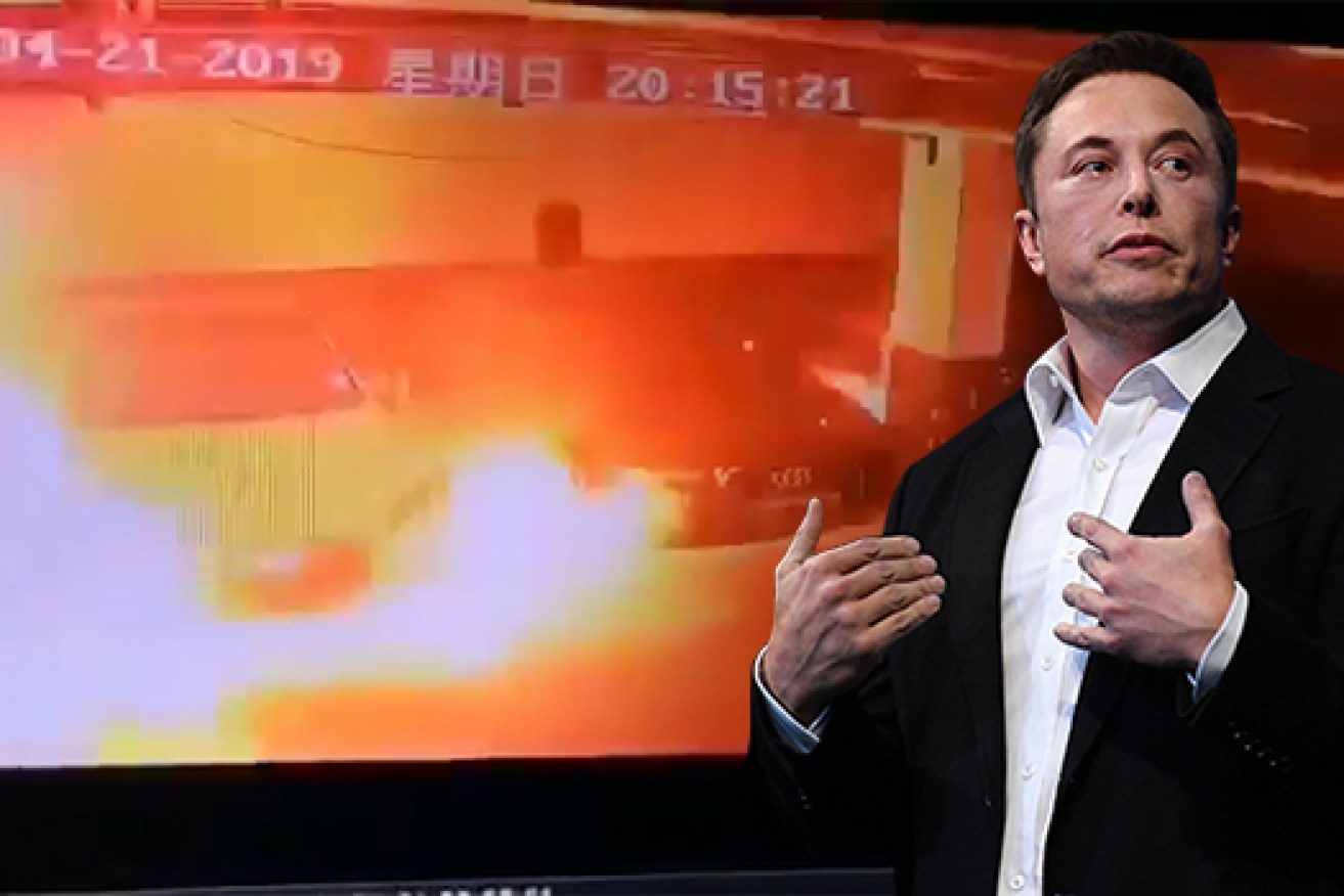 Footage of a parked Tesla appearing to explode has prompted the company to investigate.