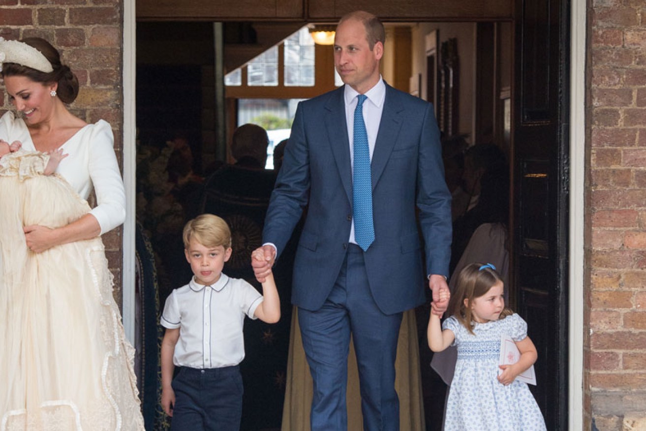 At his best: The Duke of Cambridge with wife Kate and kids Louis, George and Charlotte in London in July 2018.