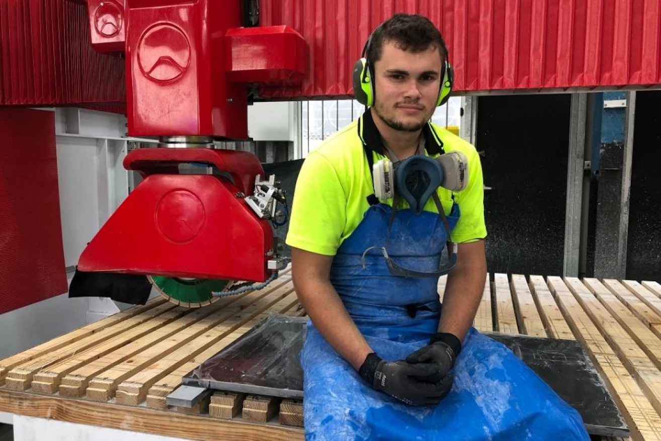 Stonemason William Seibel, 21, recently completed his apprenticeship.

