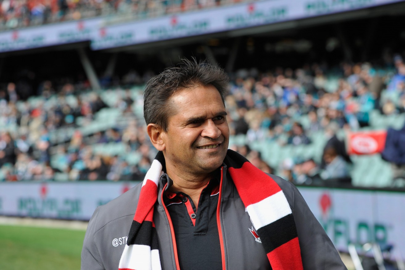 Nicky Winmar's famous gesture against racism is memorialised in a statue outside Perth Stadium.