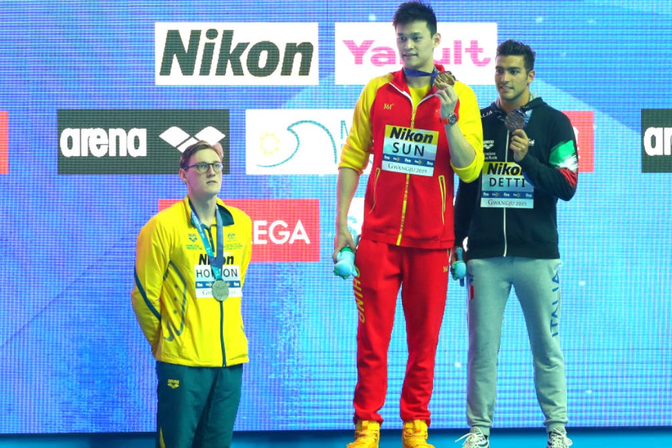 Australian Mack Horton, pictured left, has been among those to call Sun Yang a drug cheat.