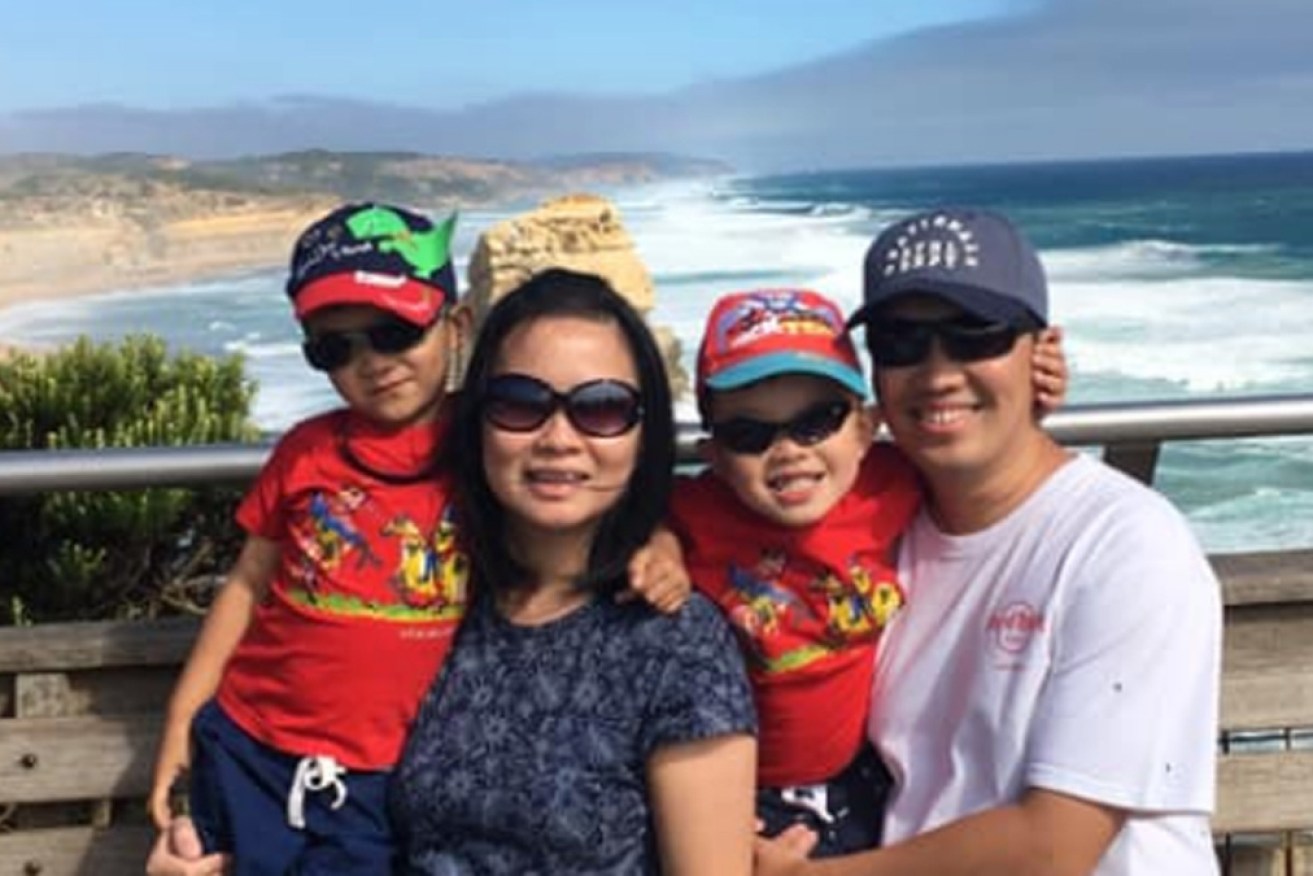 Angie Suryadi (centre) died in the car crash, while her husband and one of her sons remains in hospital.