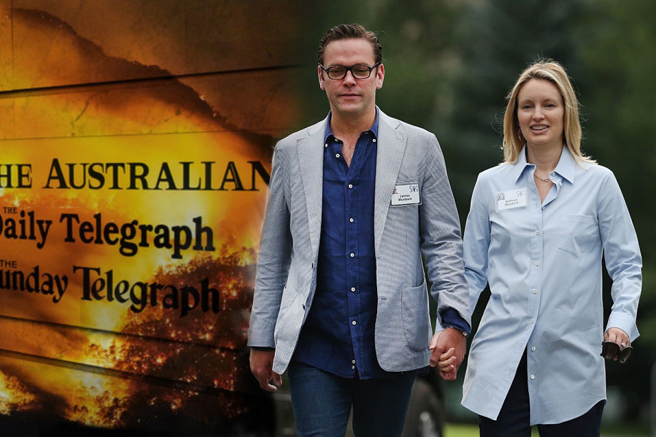 James Murdoch and his climate activist wife Kathryn slammed News Corp for perpetuating climate myths.