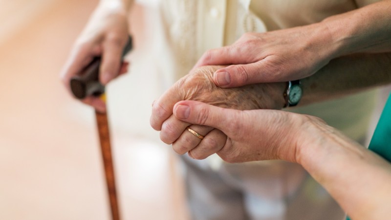 alzheimer's old woman hand nurse