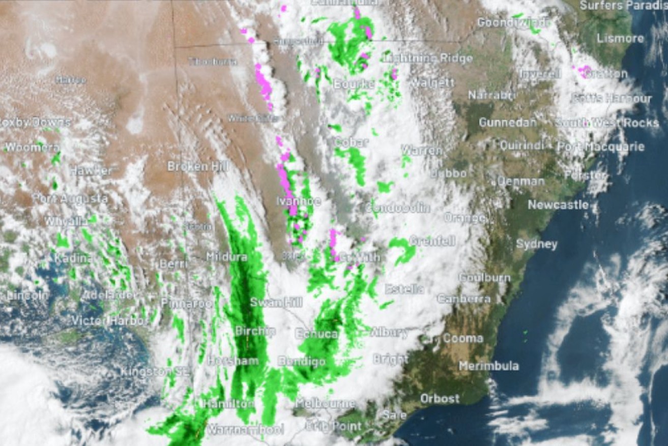 A huge cold front triggered strong wind warnings as it marched east.