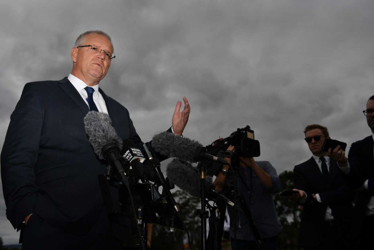 Prime Minister Scott Morrison at a press conference at Maniana Park, Perth. 