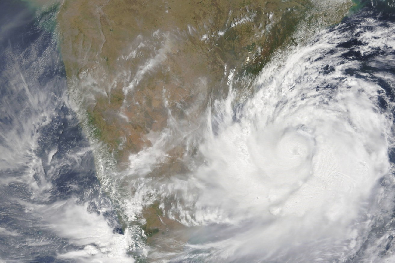 NASA's satellite view of Cyclone Fani shows the devastating cyclone moving through the Bay of Bengal.