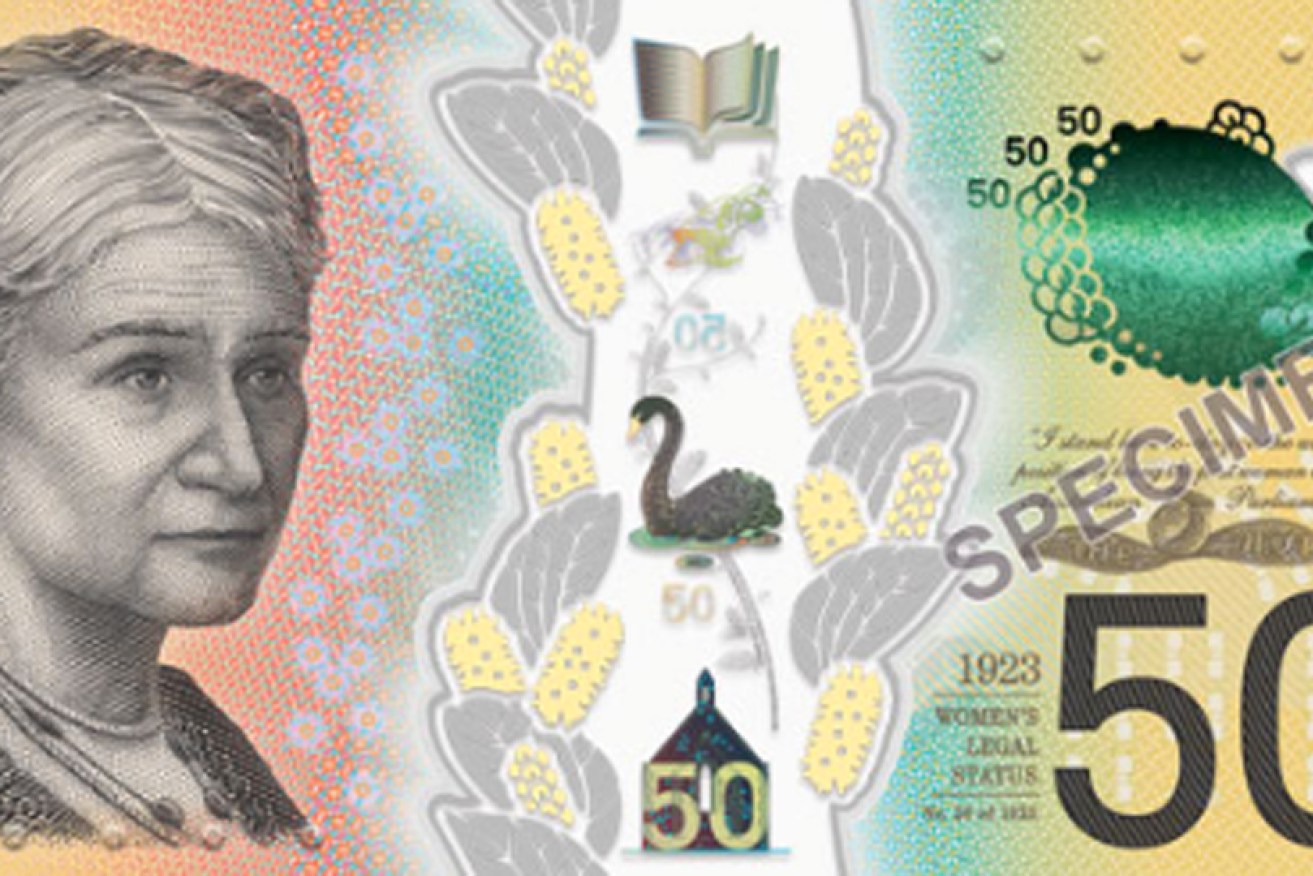 The note features Edith Cowan, and her maiden speech – with spelling errors.