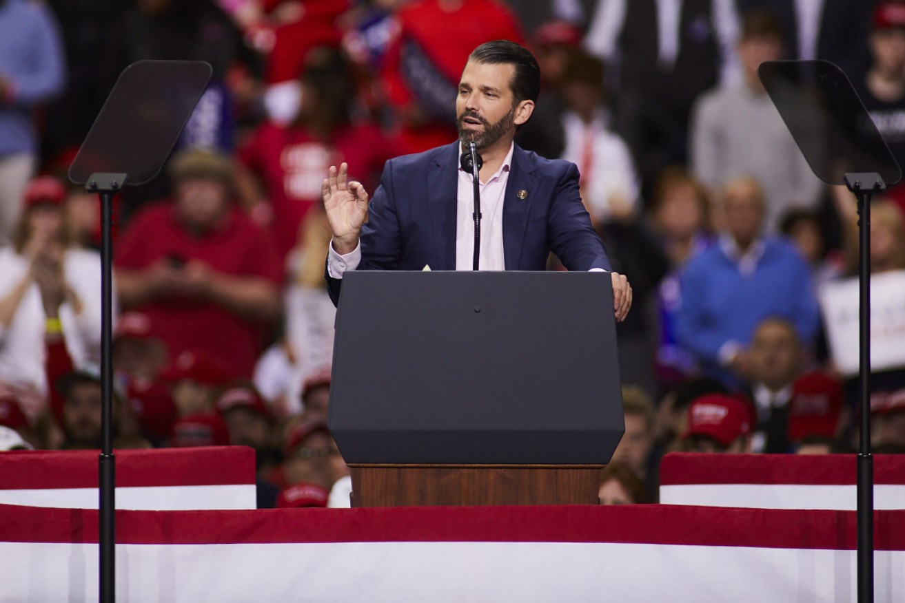 Donald Trump jnr at a rally for his father in Wisconsin.