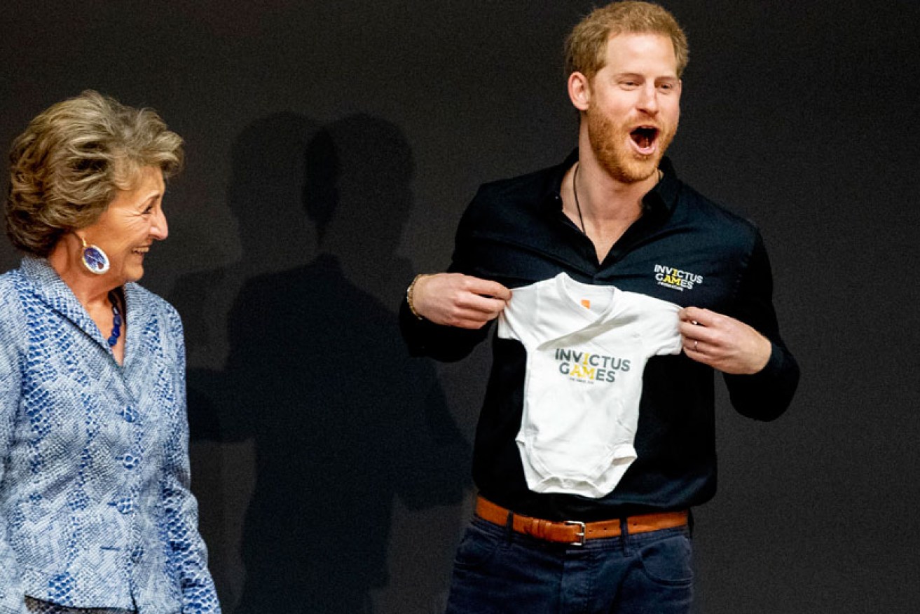 Prince Harry scores a onesie for Archie from Princess Margriet of The Netherlands on May 9.