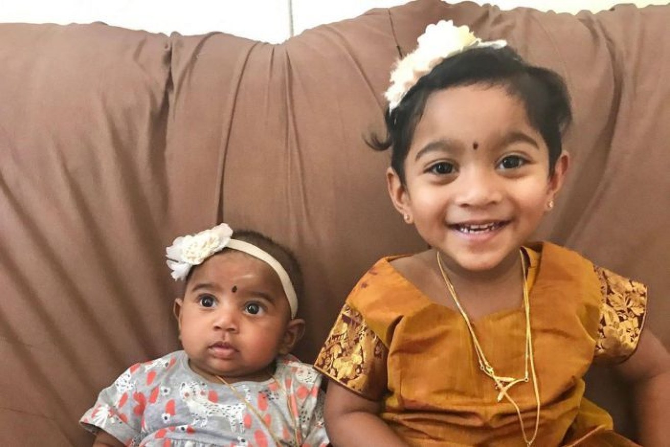 The family's last hope of remaining in Australia rests with younger daughter Tharunicaa (left).