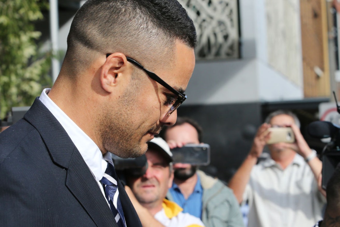 Former NRL player Jarryd Hayne appears at Newcastle Court ahead of alleged sexual assault case on May 15, 2019 in Newcastle. Australia. (Photo by Peter Lorimer/Getty Images)