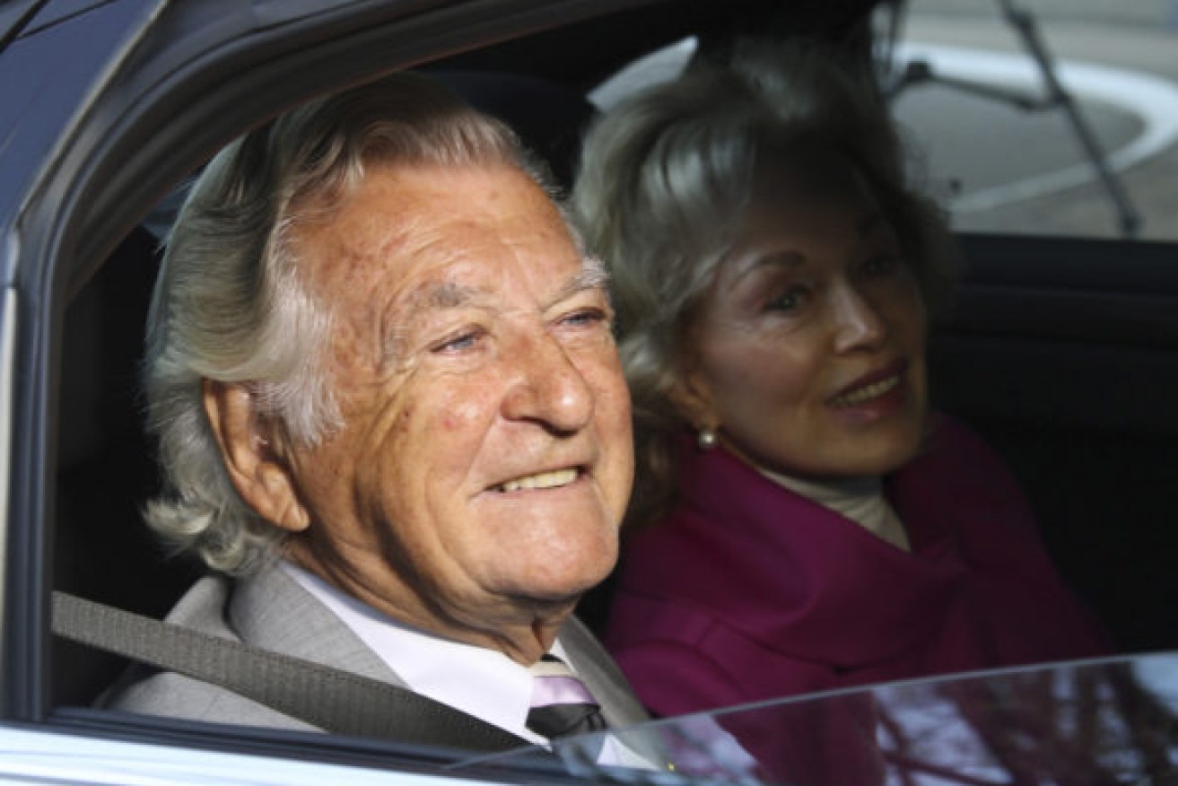 Bob Hawke and wife Blanche d'Alpuget in 2013. Photo: AAP