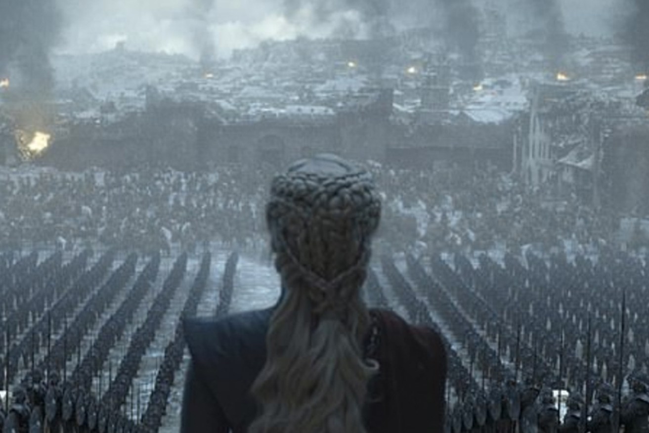 Whoops ... how to rebuild? In a teaser image from the final episode, Daenerys surveys King's Landing and her troops after her fiery rampage.