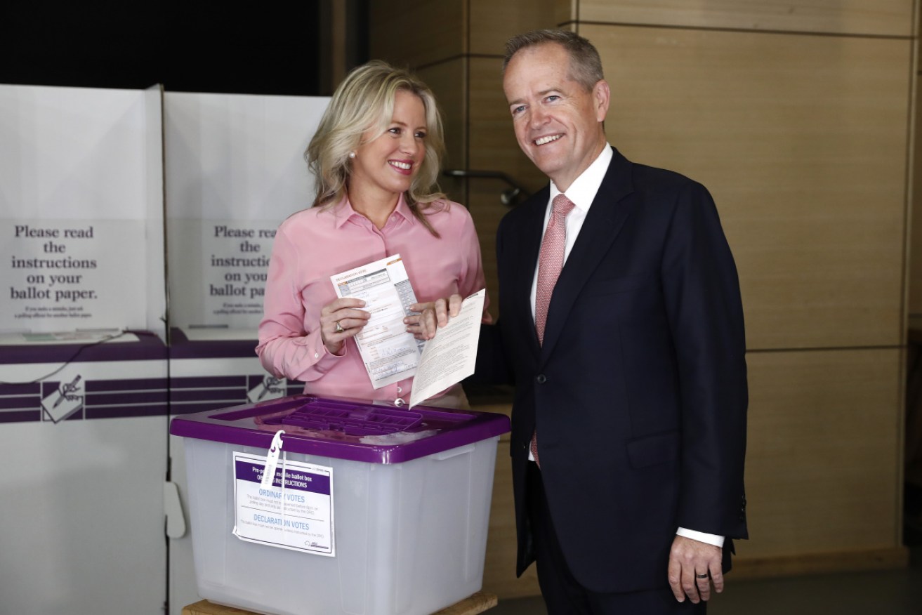 Chloe and Bill Shorten cast their votes at Moonee Ponds West Primary School .