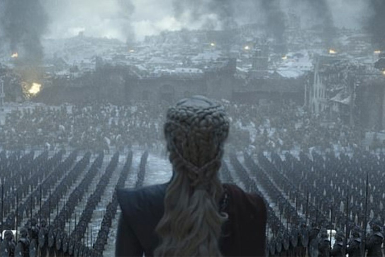 Daenerys Stormborn before her Unsullied troops in the finale episode of <i>Game of Thrones.</i>