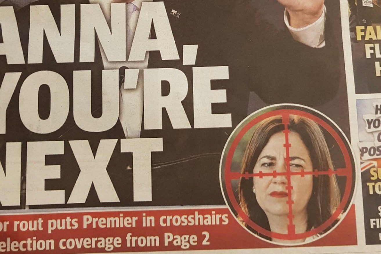 Part of the newspaper's front page, with the image of Premier Annastacia Palaszczuk.