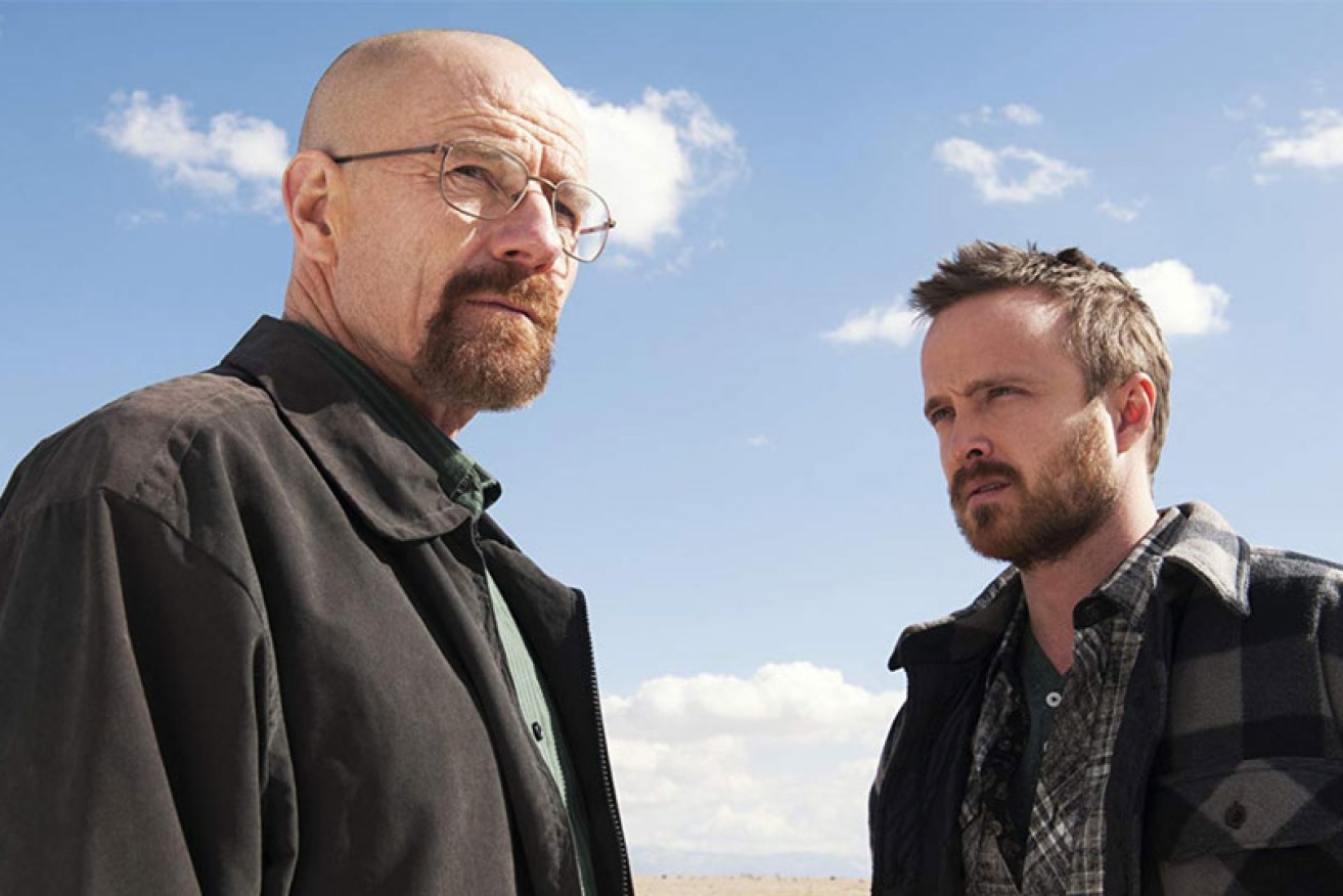 Walter White (left, Bryan Cranston) and Jesse Pinkman (Aaron Paul) have been honoured with lifesize statues of their <i>Breaking Bad.</i> characters. <i>Photo: Sony</i>